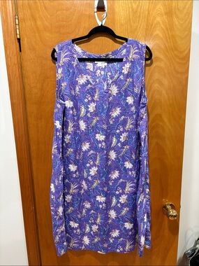 J. Jill Purple Floral Midi Shift Dress